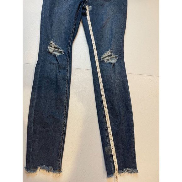 Wild Fable Womens Jeans Curvy Skinny High Rise Raw Hem Distressed Blue SZ Small - Picture 5 of 11